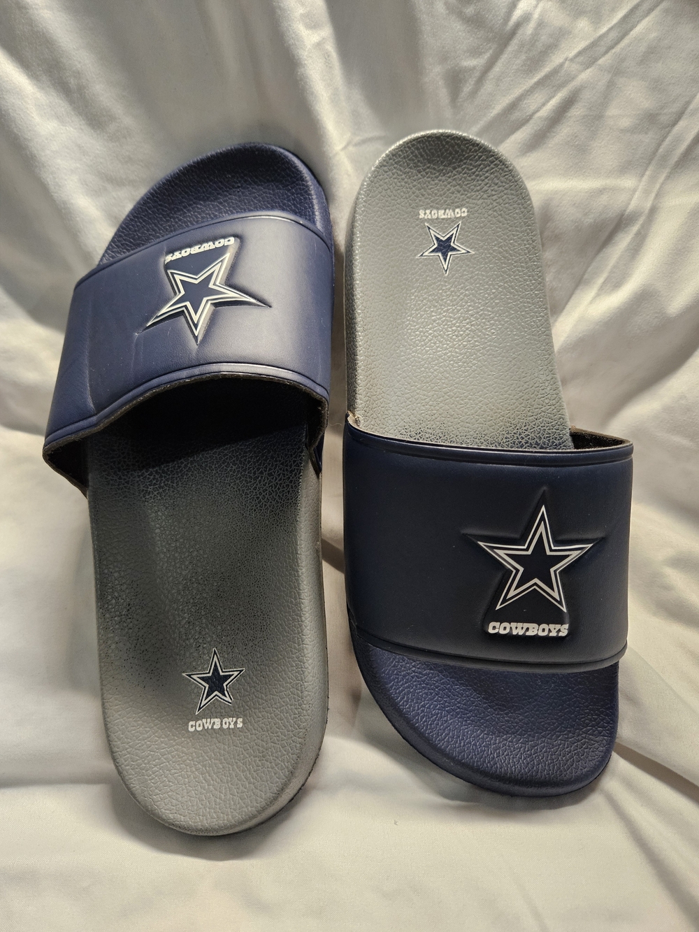 NFL Dallas Cowboys Navy and Gray Slide Sandals for Men